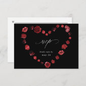 Rote Rose Floral & Lips UAWG Meetingsaft - Schwarz RSVP Karte (Vorne/Hinten)