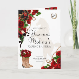 Rote Rose Floral Mariachi Charro Quinceanera Programm