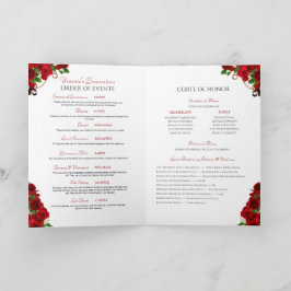 Rote Rose Floral Mariachi Charro Quinceanera Programm
