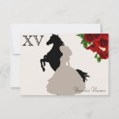 Rote Rose Floral Mariachi Quinceanera RSVP Karte (Rückseite)