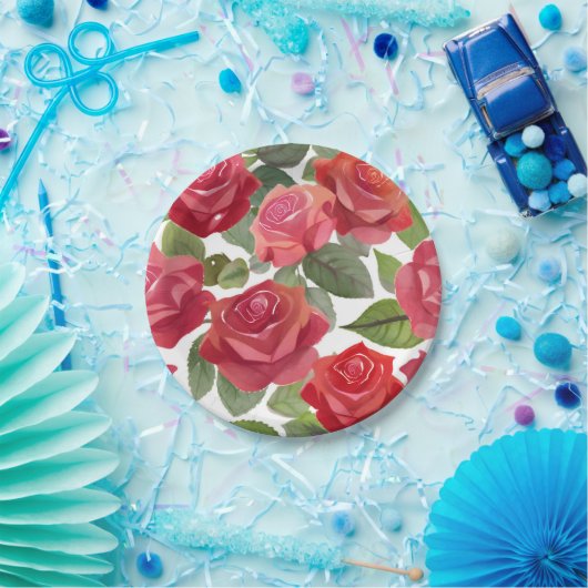 Rote Rose Floral Party Pappteller (Party)