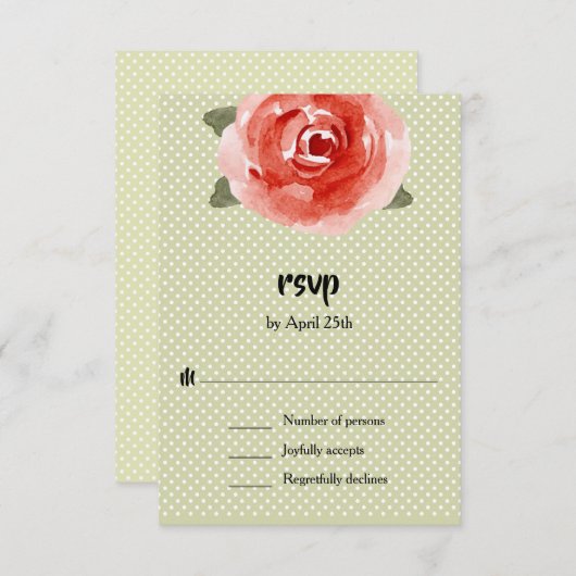 Rote Rose Floral RSVP Karte (Vorne/Hinten)