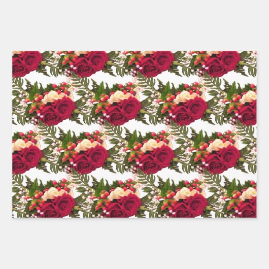 Rote Rose Floral Swagger Design. Geschenkpapier Set (Vorderseite)
