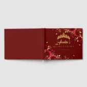 Rote Rose Floral Swirl Quinceanera Gold Gästebuch (Voll)