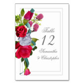 Rote Rose floral Tischnummer (Rückseite)