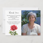 Rote Rose Floral Trauer Todes Danke Einladung (Vorderseite)