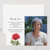 Rote Rose Floral Trauer Todes Danke Einladung (Vorne/Hinten)