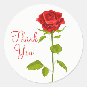 Rote Rose Floral Vielen Dank Hochzeitshöfe Blumen  Runder Aufkleber
