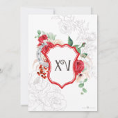 Rote Rose Floral Wappen Elegante Charra Quinceañer Einladung (Rückseite)