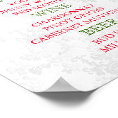 Rote Rose Floral Wedding - Bar Menu Poster (Ecke)