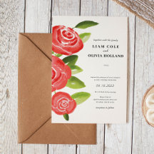 Rote Rose Floral Wedding Einladung