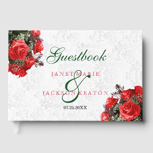 Rote Rose Floral Wedding - Gästebuch (Vorderseite)