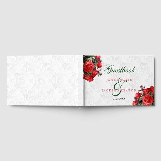 Rote Rose Floral Wedding - Gästebuch (Voll)