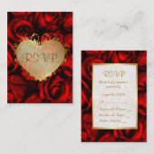 Rote Rose Floral Wedding Jubiläum UAWG Begleitkarte (Vorne/Hinten)