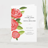 Rote Rose Floral Wedding Program Programm (Vorderseite)