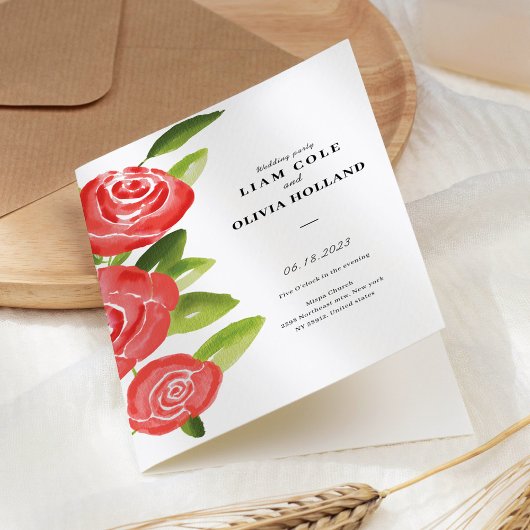 Rote Rose Floral Wedding Program Programm