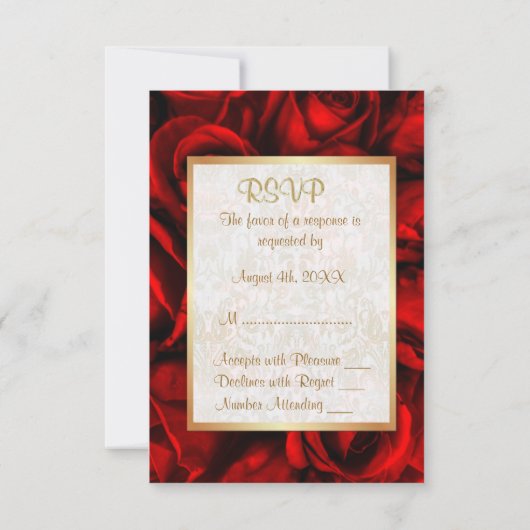 Rote Rose Floral Wedding RSVP (Rückseite)