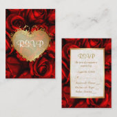 Rote Rose Floral Wedding RSVP Begleitkarte (Vorne/Hinten)