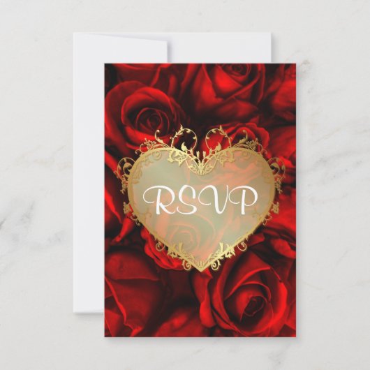 Rote Rose Floral Wedding RSVP Karte (Vorderseite)
