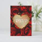 Rote Rose Floral Wedding RSVP Karte (Stehend Vorderseite)