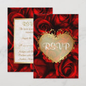 Rote Rose Floral Wedding RSVP Karte (Vorne/Hinten)
