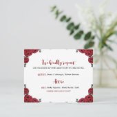 Rote Rose Floral Wedding Theme Begleitkarte (Stehend Vorderseite)