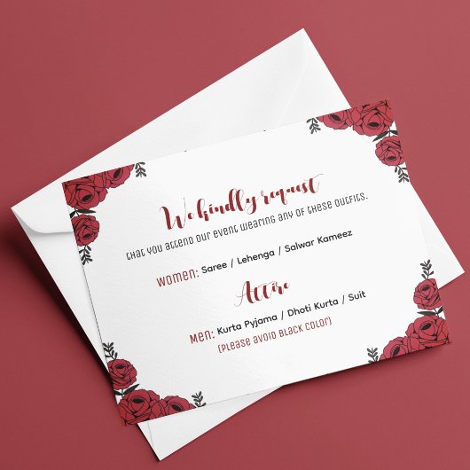 Rote Rose Floral Wedding Theme Begleitkarte