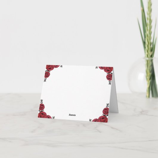 Rote Rose Floral Wedding Theme Dankeskarte (Rückseite)