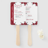 Rote Rose Floral Wedding Theme Fächer (Vorne und Hinten)