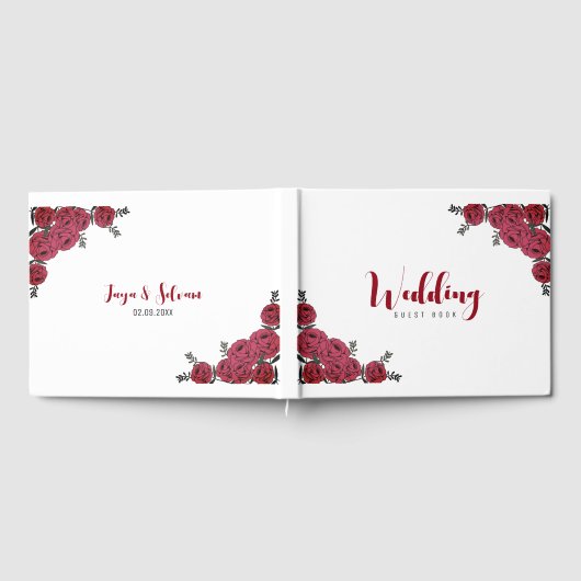 Rote Rose Floral Wedding Theme Gästebuch (Voll)