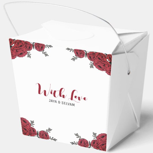 Rote Rose Floral Wedding Theme Geschenkschachtel (Rückseite)