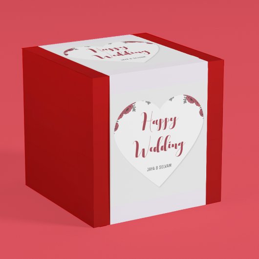 Rote Rose Floral Wedding Theme Herz-Aufkleber