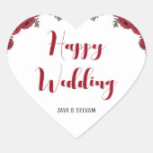 Rote Rose Floral Wedding Theme Herz-Aufkleber (Vorderseite)