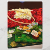 Rote Rose Floral Wedding Theme Menükarte (Rückseite)