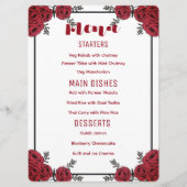 Rote Rose Floral Wedding Theme Menükarte (Vorderseite)