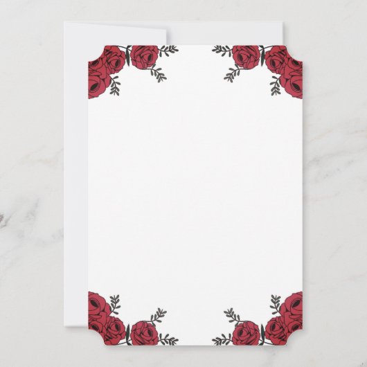 Rote Rose Floral Wedding Theme Save The Date (Rückseite)