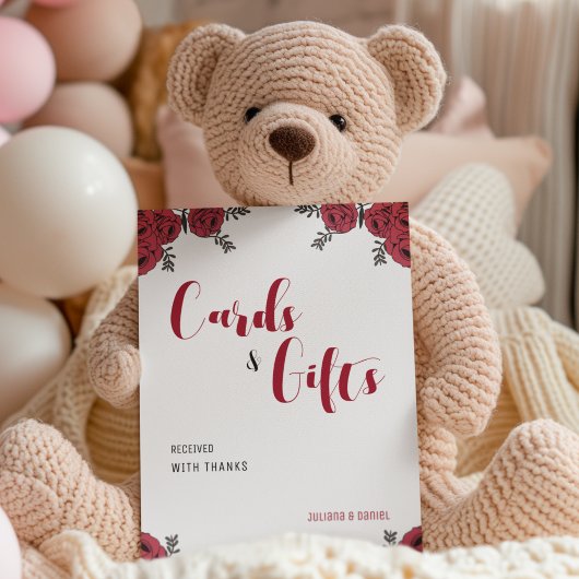 Rote Rose Floral Wedding Theme Sockelschild