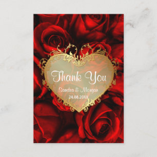 Rote Rose Floral Wedding Vielen Dank Dankeskarte