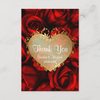 Rote Rose Floral Wedding Vielen Dank Dankeskarte