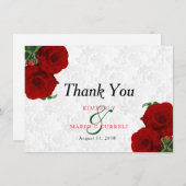 Rote Rose Floral Wedding - Vielen Dank Dankeskarte (Vorne/Hinten)