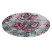Rote Rose Floral Womans Glass Chopping Board Schneidebrett (Ecke)