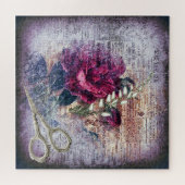 Rote Rose Florale Ephemera Puzzle (Horizontal)