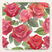 Rote Rose Florale feierliche Hochzeit Rechteckiger Pappuntersetzer (Vorderseite)