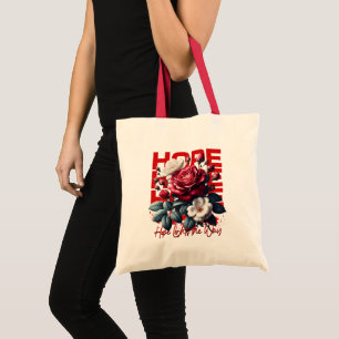 Rote Rose Florale Hoffnung Inspirierende Botanik Tragetasche