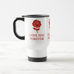 Rote Rose Forever Nachricht Valentinstag Herz Henk Reisebecher