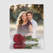 Rote Rose Foto Overlay Save the Date Magnet (Vorderseite)