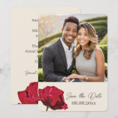 Rote Rose Foto Save-the-Date-Karte Save The Date (Vorne/Hinten)
