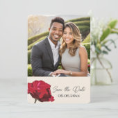 Rote Rose Foto Save-the-Date-Karte Save The Date (Stehend Vorderseite)