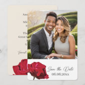 Rote Rose Foto Save-the-Date-Karte Save The Date (Vorne/Hinten)