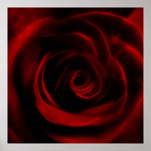 Rote Rose Fraktal Blume Poster (Vorne)